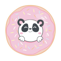 Hand drawn Cute panda. Handwritten - Sweet Cute. Vector illustration.