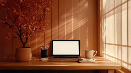 Modern Minimalistic Concrete Coworking Office room with Blank Walls, High Ceilings,and Mockup Frame