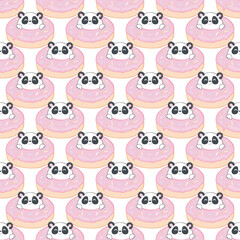 Obraz premium Cute panda and desserts. Kids print. Seamless pattern for fabric, wrapping, textile, wallpaper, apparel. Vector.