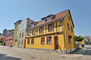 Streets of the old town of Stralsund in Germany