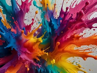 Vibrant Explosion of Colorful Paint Splashes in Dynamic Abstract Art
