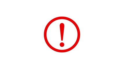 Warning message concept represented by exclamation mark animation with red color.
