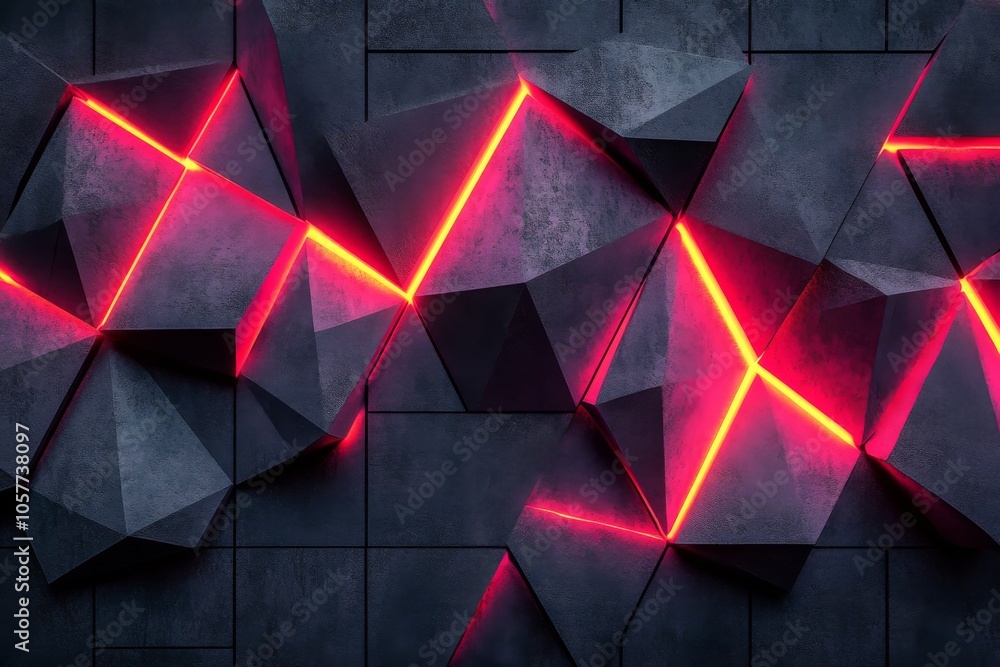 Poster abstract glowing patterns on a dark surface showcasing modern design elements