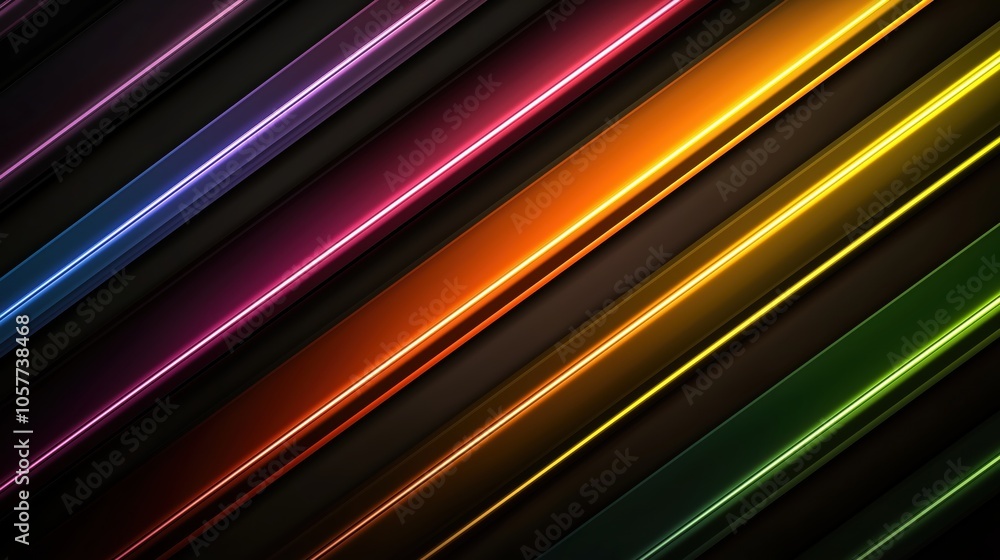 Poster colorful stripe pattern with a black background. the colors are bright and vibrant, creating a livel
