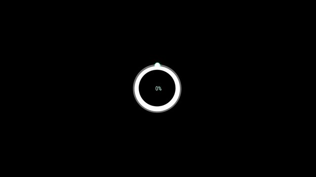 loading 100 percent completed animation on black background