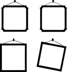 Four Black Hanging Picture Frames Isolated