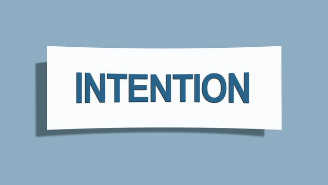 intention. A card isolated on blue background.