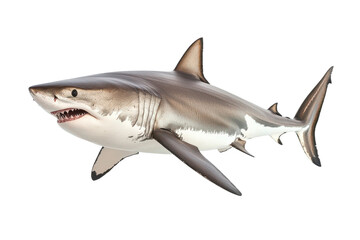 Fototapeta premium Great White Shark Swimming in Ocean Water with Open Mouth