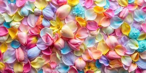 Pastel Flower Petals Abstract Background - Close-up of Soft, Delicate, Colorful Petals in a Random, Overlapping Pattern