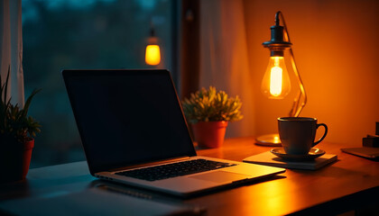 a laptop that has a light on it