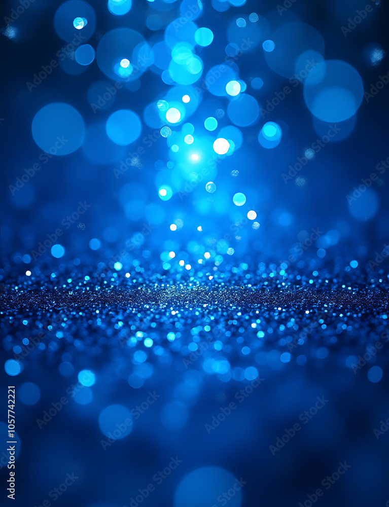 Poster vibrant blue sparkles create a beautiful abstract visual on a glittery background color.