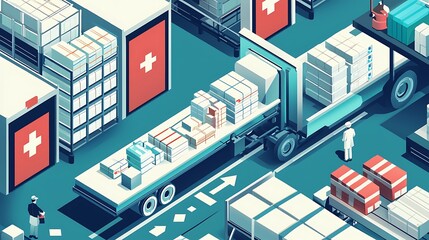 An illustration depicting efficient healthcare supply chain management.