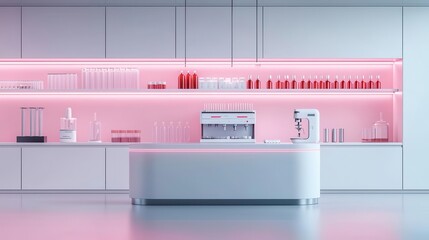 Lab with futuristic design for producing alternative proteins, modern food science