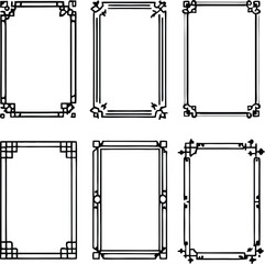 Six Decorative Black Outline Frames Set