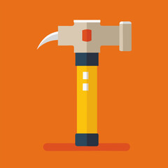 A flat design illustration of a hammer, perfect for construction, repair, and DIY projects. This simple and clean graphic is ideal for websites, apps, and other digital platforms.