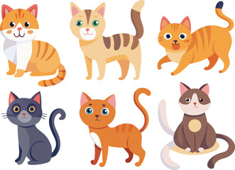 Cute Cartoon Cats Collection Different Poses