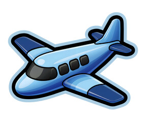 Naklejka premium 3D Cartoon-Style Blue Airplane Illustration with Modern Shading and Highlighted Details