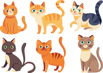 Cute Cartoon Cats Collection Adorable Pet Illustrations