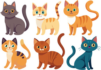 Cute Cartoon Cats Collection Adorable Pet Animals