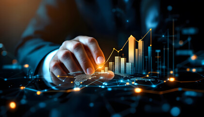 How Professionals Use Advanced Technology to Drive Growth and Performance, Data graphs and futuristic holograms.