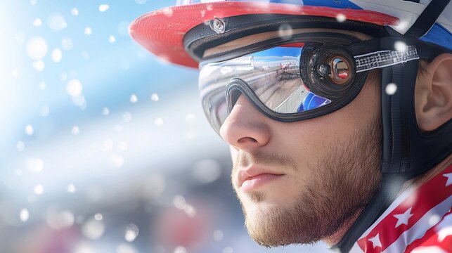 Intense Concentration of a Jockey in Snowy Conditions