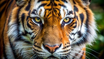 Fototapeta premium tiger face realistic close up view.