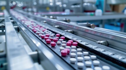 Fototapeta premium Pharmaceutical Manufacturing Plant with Automated Systems Ensuring Quality and Safety