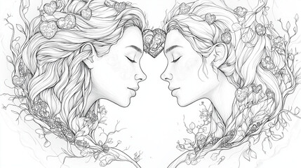 Friends Celebrating Love, Valentine's Day, coloring pages, Valentine's Day color page,