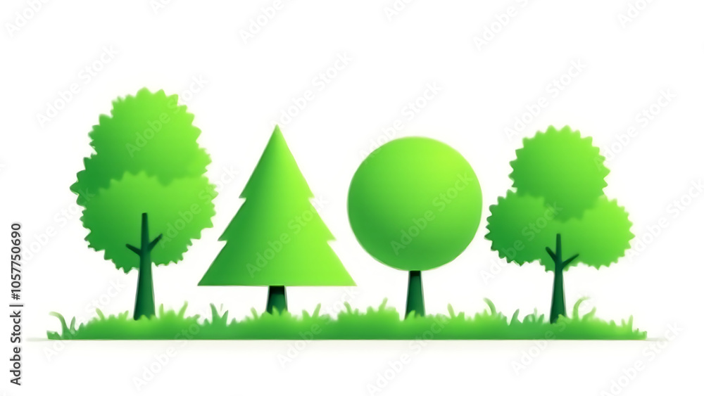 Aufkleber Cut out green trees from white background for print and web designs with a cut path and transparent edges.