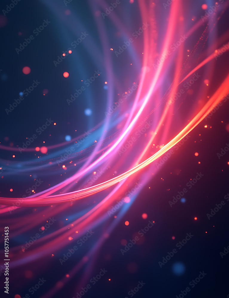 Poster Colorful fibers light up an abstract background with a subtle glow effect throughout the entire scene instantly.