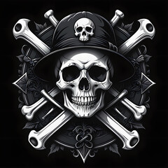 Halloween Skull T-Shirt Design: Dark Vector Illustration