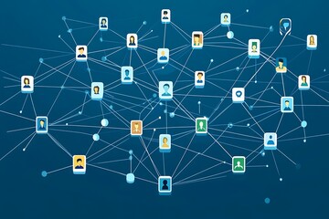 Interconnected Network of Users,  Nodes, and Connections