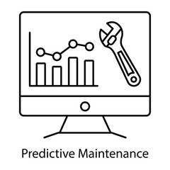 Predictive Maintenance Icon – Wrench with Analytics Graph, Representing Proactive Equipment Management.