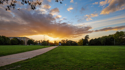 London - 10 15 2022: The sun has set on Roundwood Park