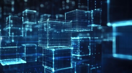 A demonstration of blockchain technology where secure digital transactions and smart contracts are processed in real time, demonstrating its impact on finance and transportation.