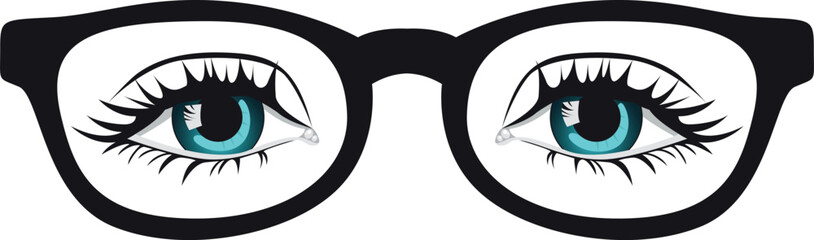 Blue eyes and hipster glasses