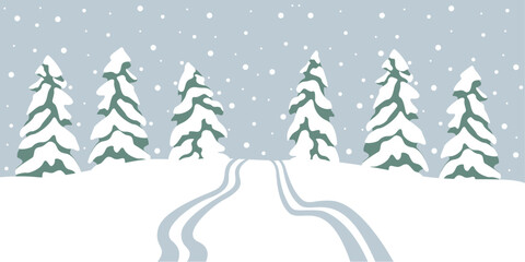 Verschneite Winterlandschaft - Schneebedeckte Tannenbäume