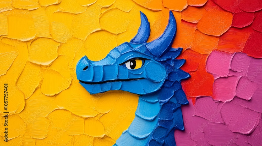 Poster abstract expressionist dragon with bold strokes; use a vivid palette