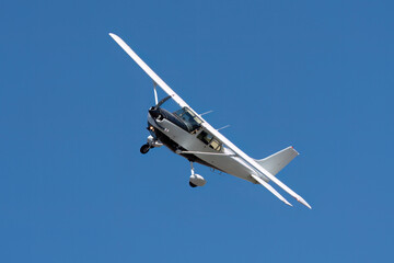 Aerial view of a small plane flying in Turkey