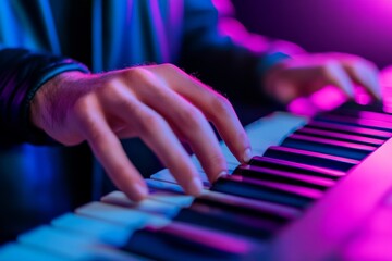 Fototapeta premium Ai Music Composition: Collaborating to Innovate Soundscapes, Experimenting with New Genres Use vibrant, modern palette 