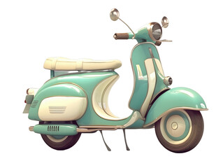 Vintage blue   scooter isolated transparent background
