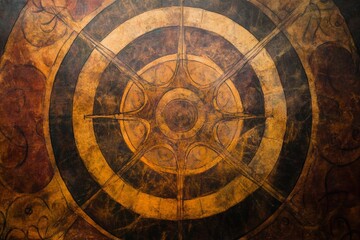 Fototapeta premium Depicts Samsara stages; interconnected, profound; upper third copy space; earthy palette 