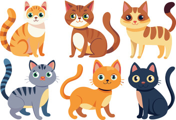 Cute Cartoon Cats Adorable Pet Animals