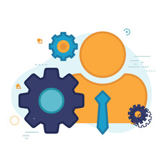 Linear administration icon from Human resources collection. Thin line administration icon isolated on white background. Male businessman avatar icon with gear, cog icon