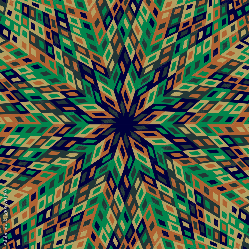Poster dynamic abstract burst pattern background - hypnotic circular vector design with geometrical shapes