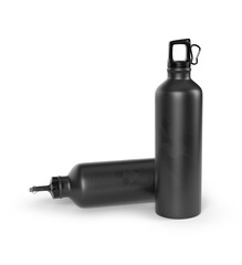 two black metal squeeze bottles