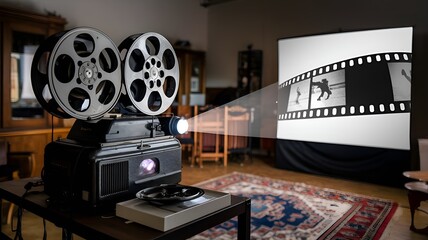 A old movie projector is in operation on World Day for Audiovisual Heritage, highlighting preservation and nostalgia.