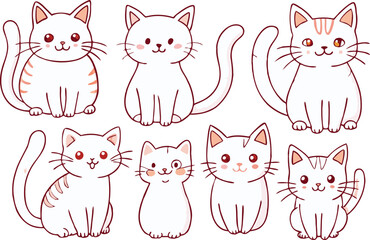 Cute Cartoon Cats Collection Happy Pet Design