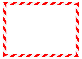 Candy cane rectangle frame. Christmas ribbon with red and white stripes. Greeting card with New Year or Christmas decorating border