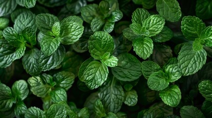 Lush mint leaves in a vibrant green shade, perfect for culinary use